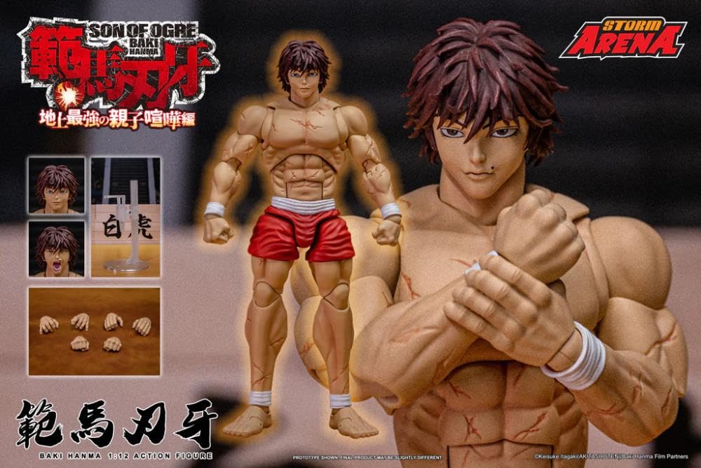 Testbrands Storm Arena Baki Hanma back view reveals articulations for posing.