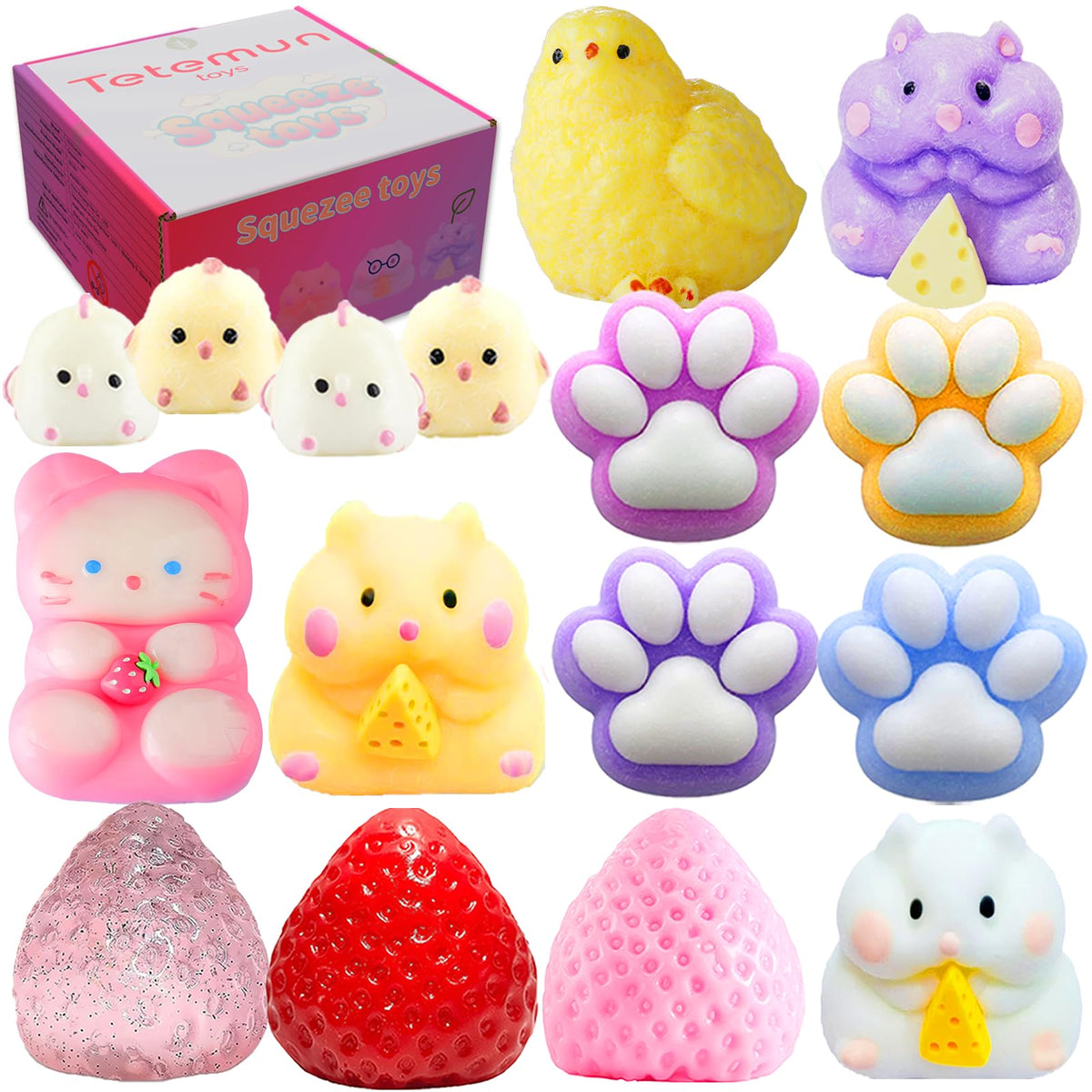 TETEMUN big taba chick family squishies ready for play and collection