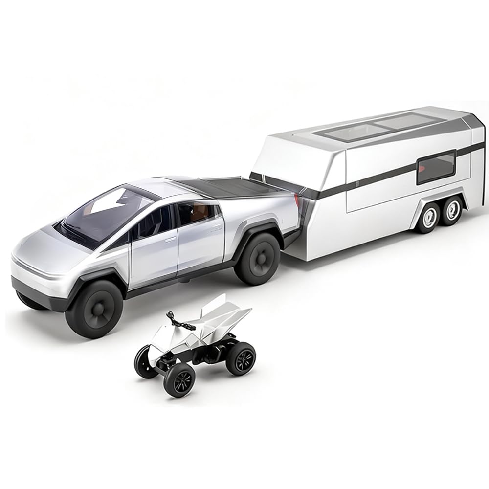 Tetesese Cyber Style truck with metal trailer front view highlighting durable alloy construction for play.