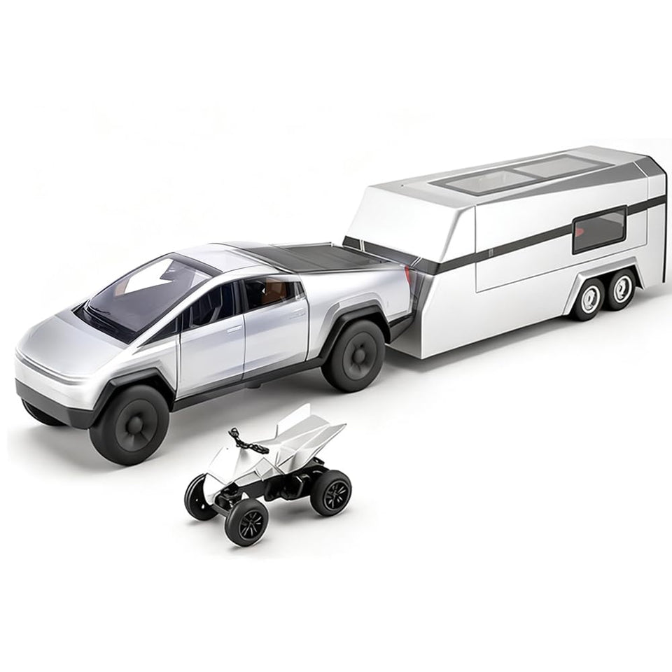 Tetesese Cyber Style truck with metal trailer front view highlighting durable alloy construction for play.
