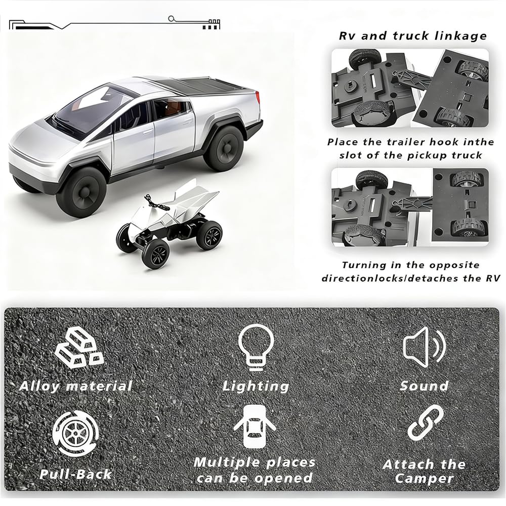 Tetesese Cyber Style truck with metal trailer side view for imaginative routes.