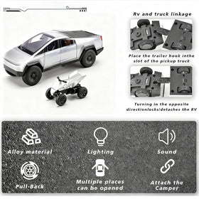 Tetesese Cyber Style truck with metal trailer side view for imaginative routes.