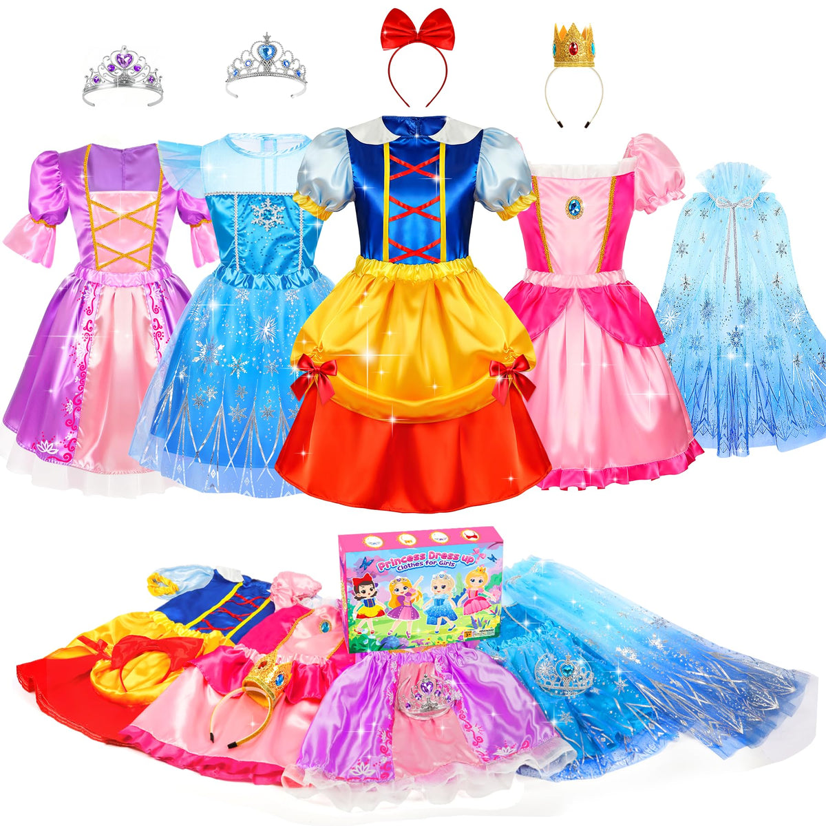 Teuevayl Princess Dress Set: four outfits for imaginative play and durable daily wear.