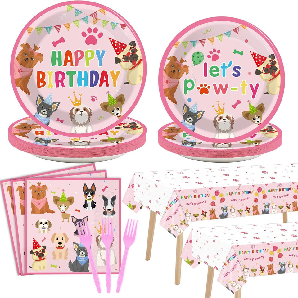 Tevxj dog birthday tablecloth pink, waterproof protection for spill-heavy parties.