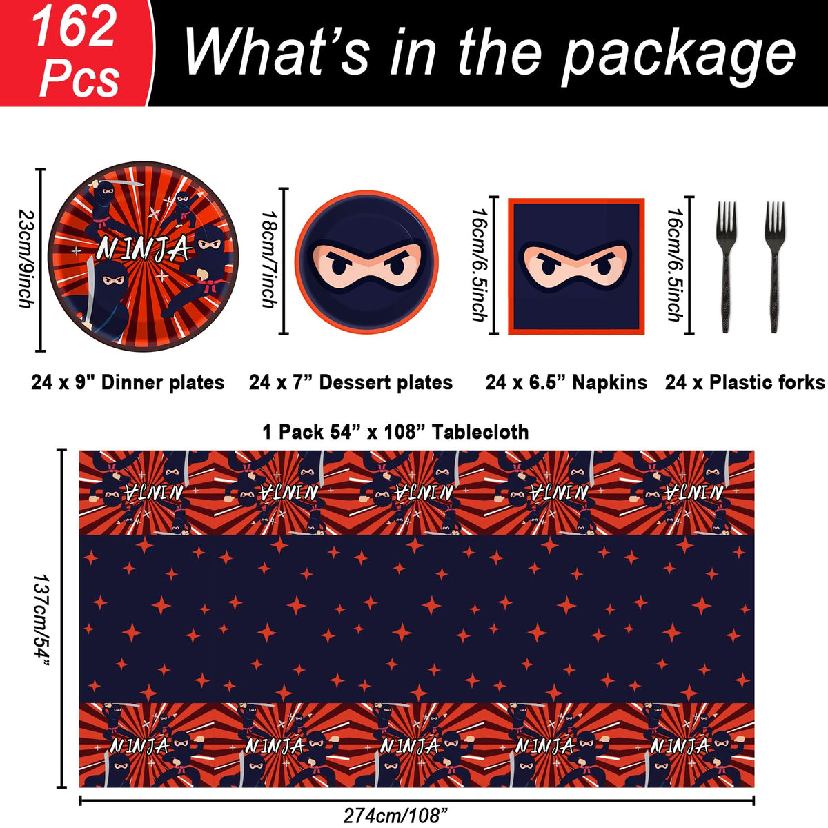 Tevxj Ninja napkins 6.5 inches for neat cleanup