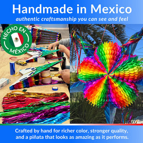 Shipped flat and unfolds into a star-shaped piñata for celebrations.