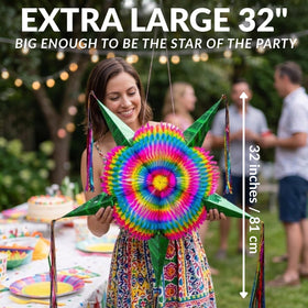 TexMex Fun Stuff star-design pinata folded for easy transport and display.