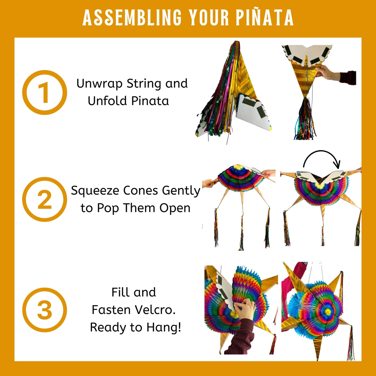 TexMex Fun Stuff piñata with 25-foot rope included for easy hanging