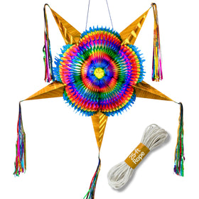 TexMex Fun Stuff large 32-inch gold star piñata design for festive centerpiece