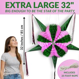 TexMex Fun Stuff pink and green pinata side view, bold color contrast for events.