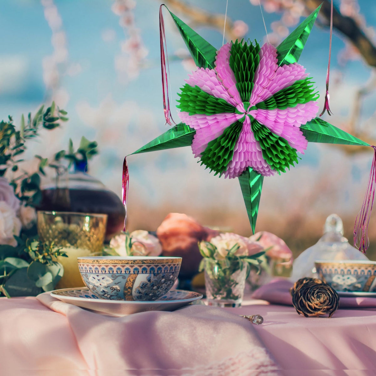 TexMex Fun Stuff quinceanera-theme-decor complements pink and green fiesta colors.