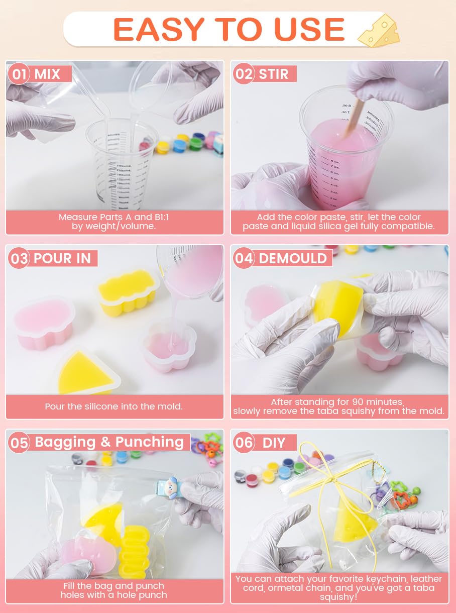 Reusable molds for quick, repeatable Taba squishy shapes.