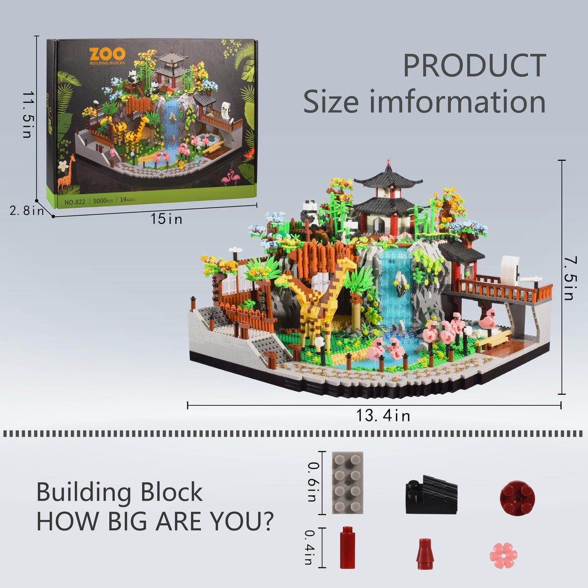 TEXXXIAN Zoo Micro Mini Bricks assembly guidance showing clear step-by-step progress