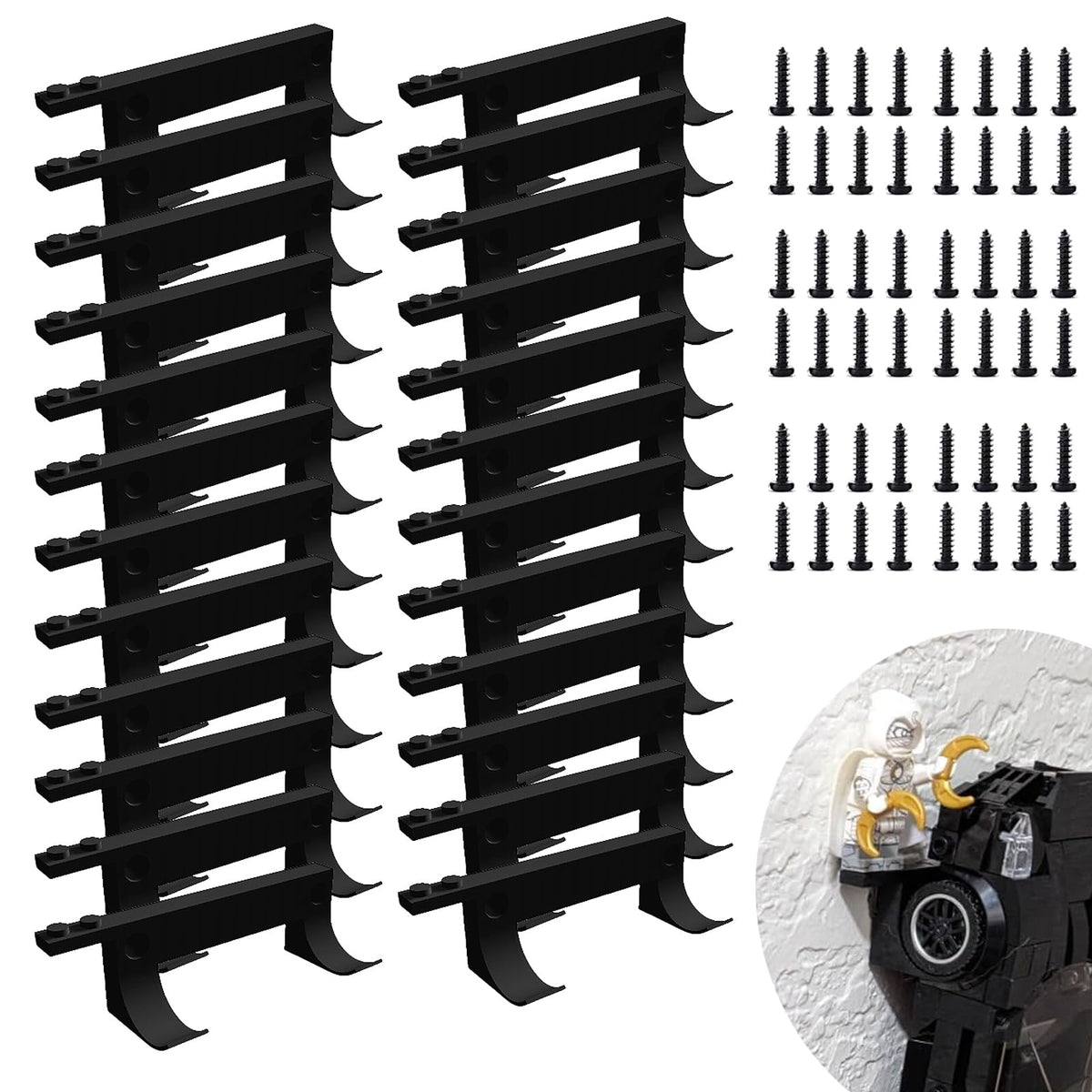 TEYOUYI wall-mount base displaying LEGO Speed Champions neatly on the wall