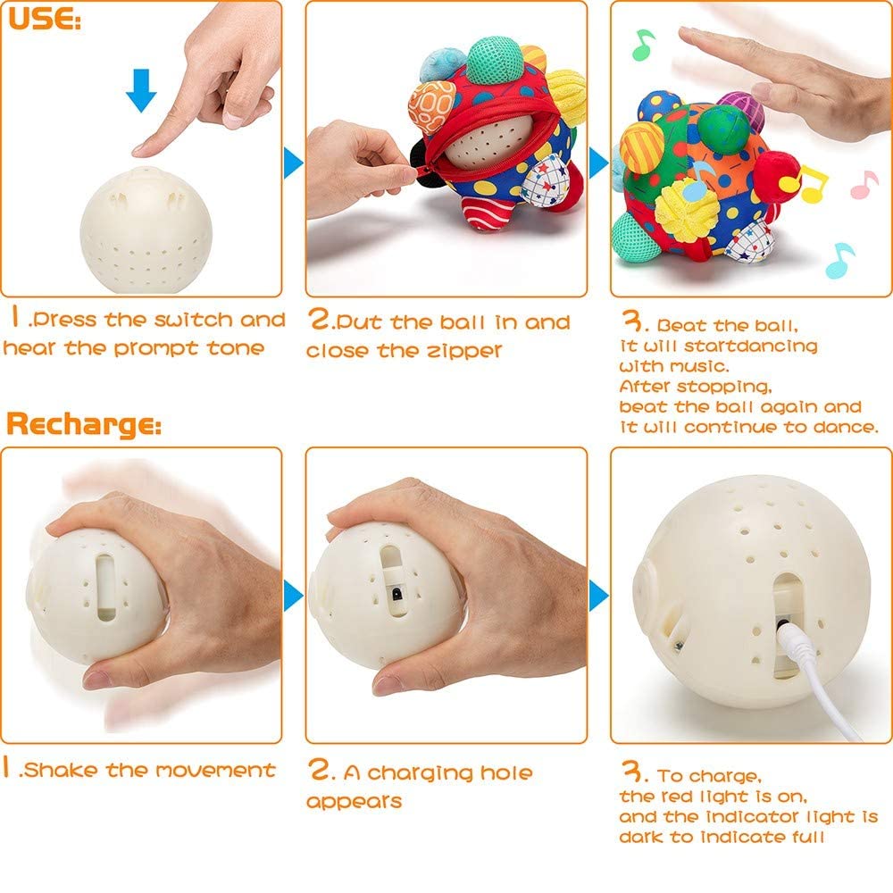 Teytoy ball with chunky bumps invites grasping and hand coordination.
