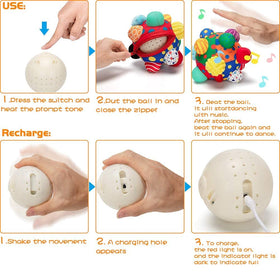Teytoy ball with chunky bumps invites grasping and hand coordination.