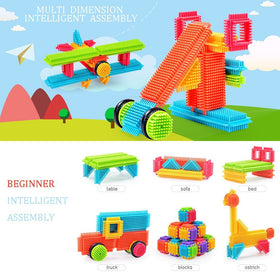 Teytoy assembly area with blocks shows easy connection
