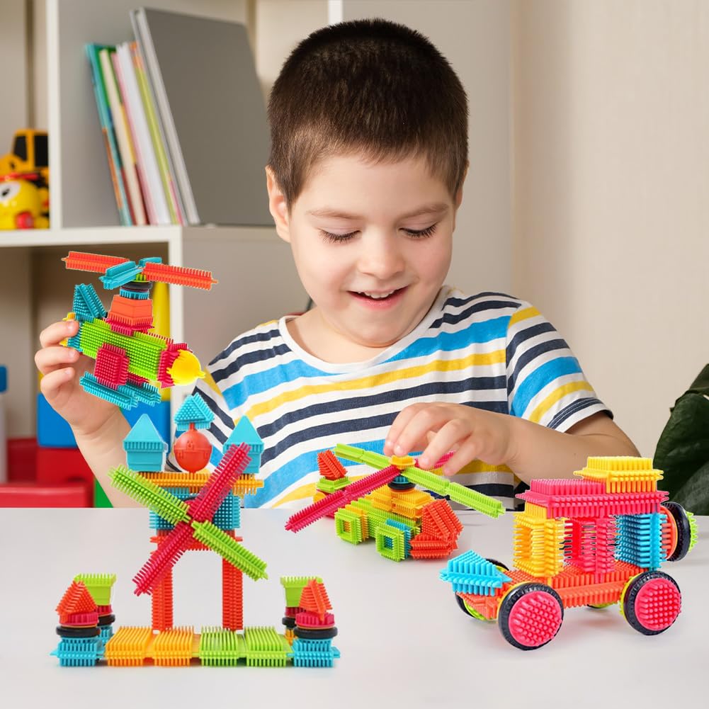 Teytoy child creating a house with blocks demonstrates creativity