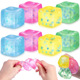 Teyva Daily 8-pcs stress cubes with snowflakes for calming hand relief.