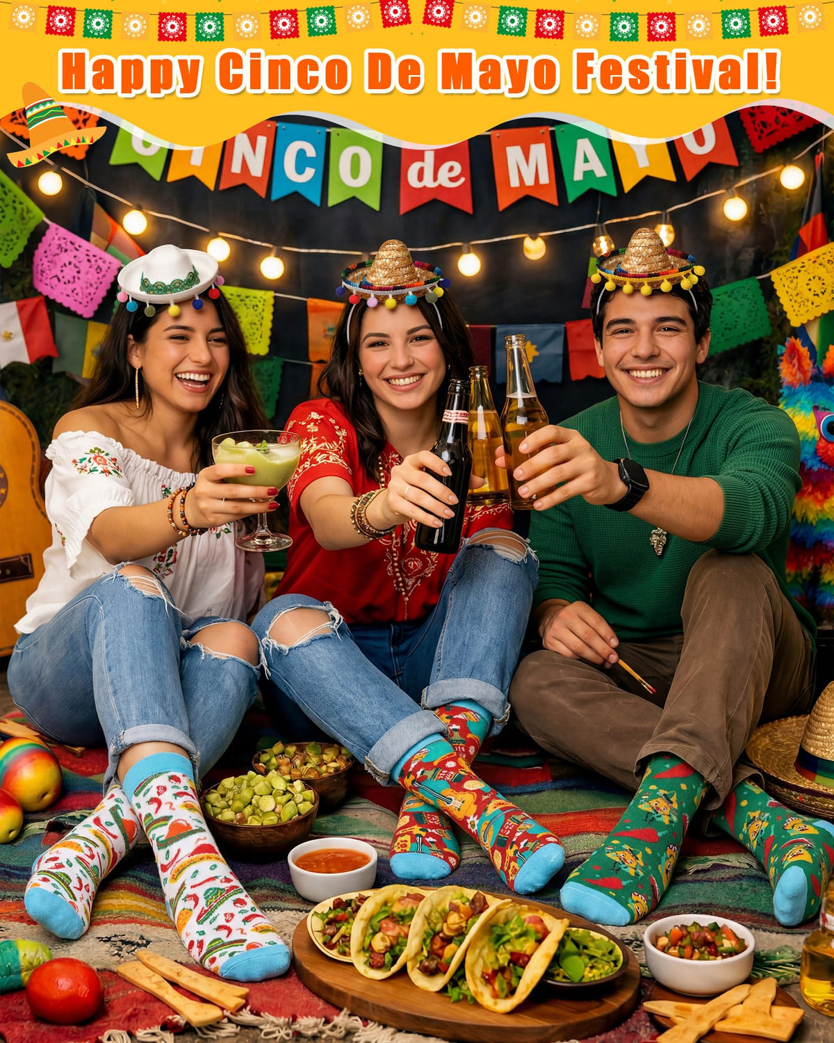 Teyva Daily bacon socks bring quirky accents to celebrations.