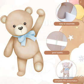 Teyva Daily blue brown gold bear balloons display enhances theme