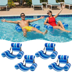 Teyva Daily blue striped pool float chair four-pack for poolside lounging
