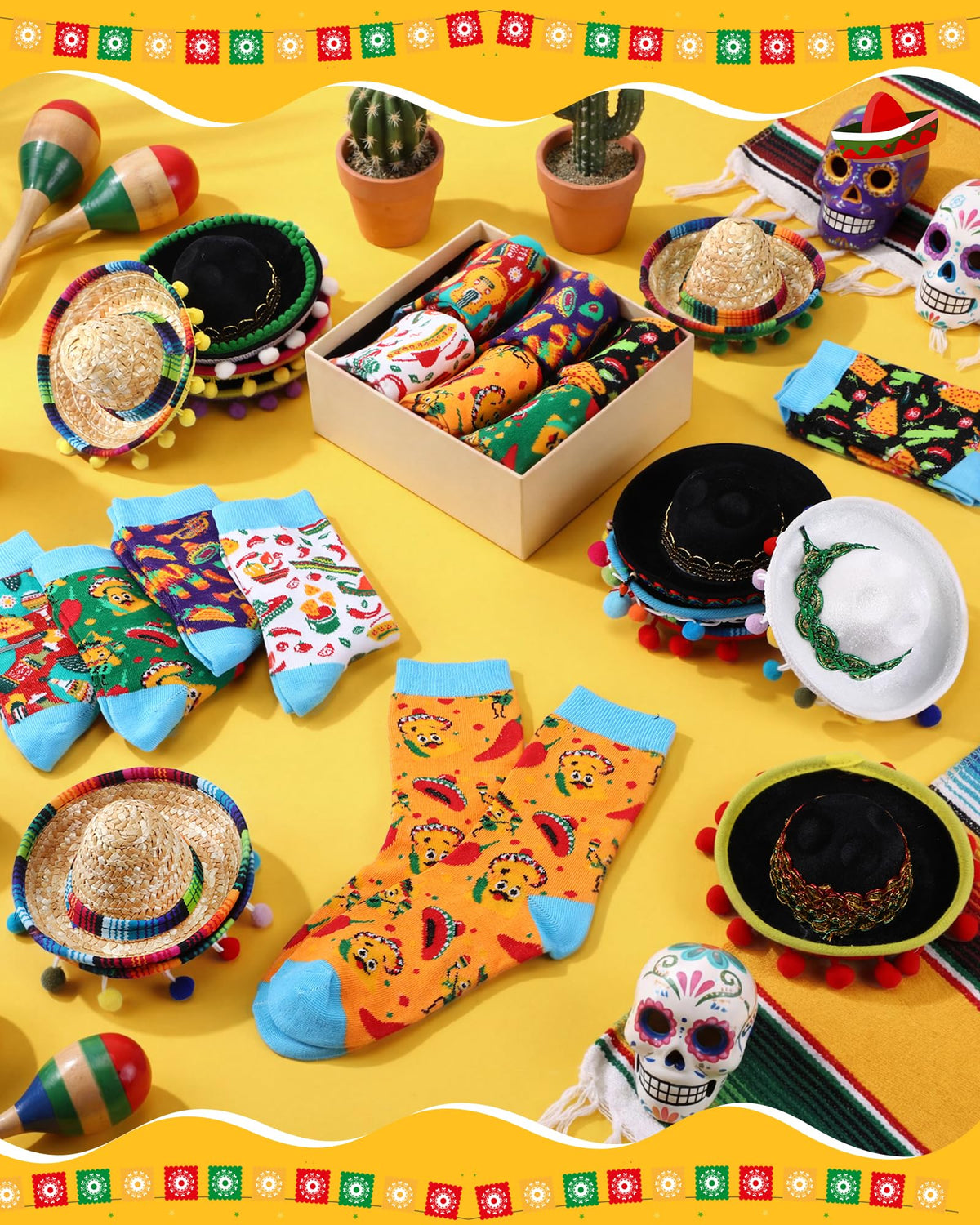 Teyva Daily cactus pattern socks pair with costumes for fun vibes.