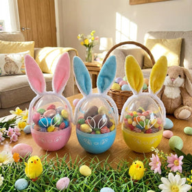 Teyva Daily clear Easter basket for organizing fillable eggs and treats