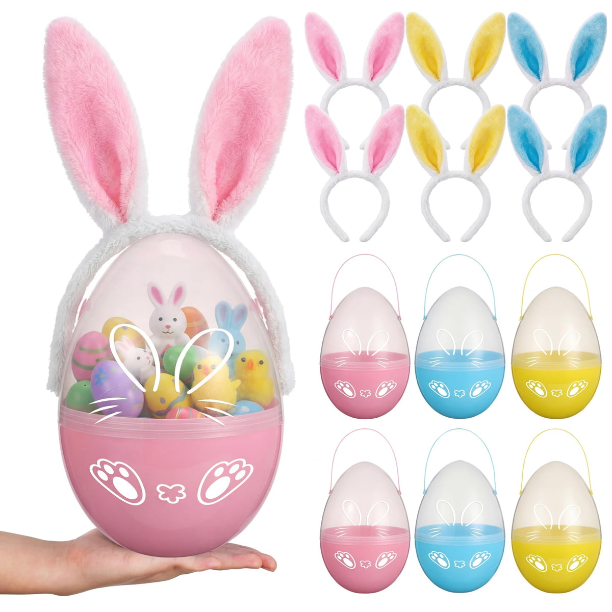 Teyva Daily pink giant Easter egg with handles for decor and hunt