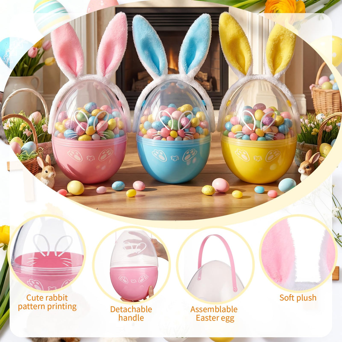 Teyva Daily yellow giant Easter egg with handles for colorful display