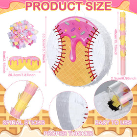 Teyva Daily ice cream drip baseball pinata side view for colorful celebrations