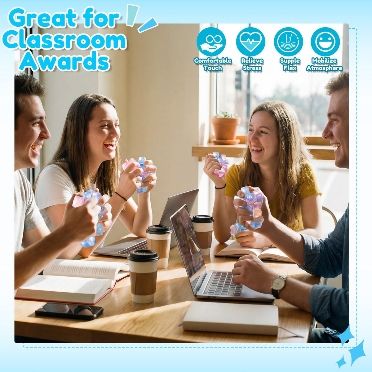 Teyva Daily ice cube stress balls display ideal for party decor and prizes