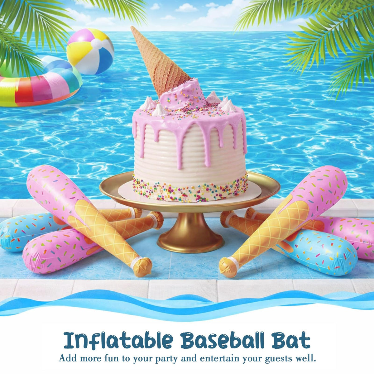 Teyva Daily inflatable baseball bats, easy to inflate with pump for fast party setup.