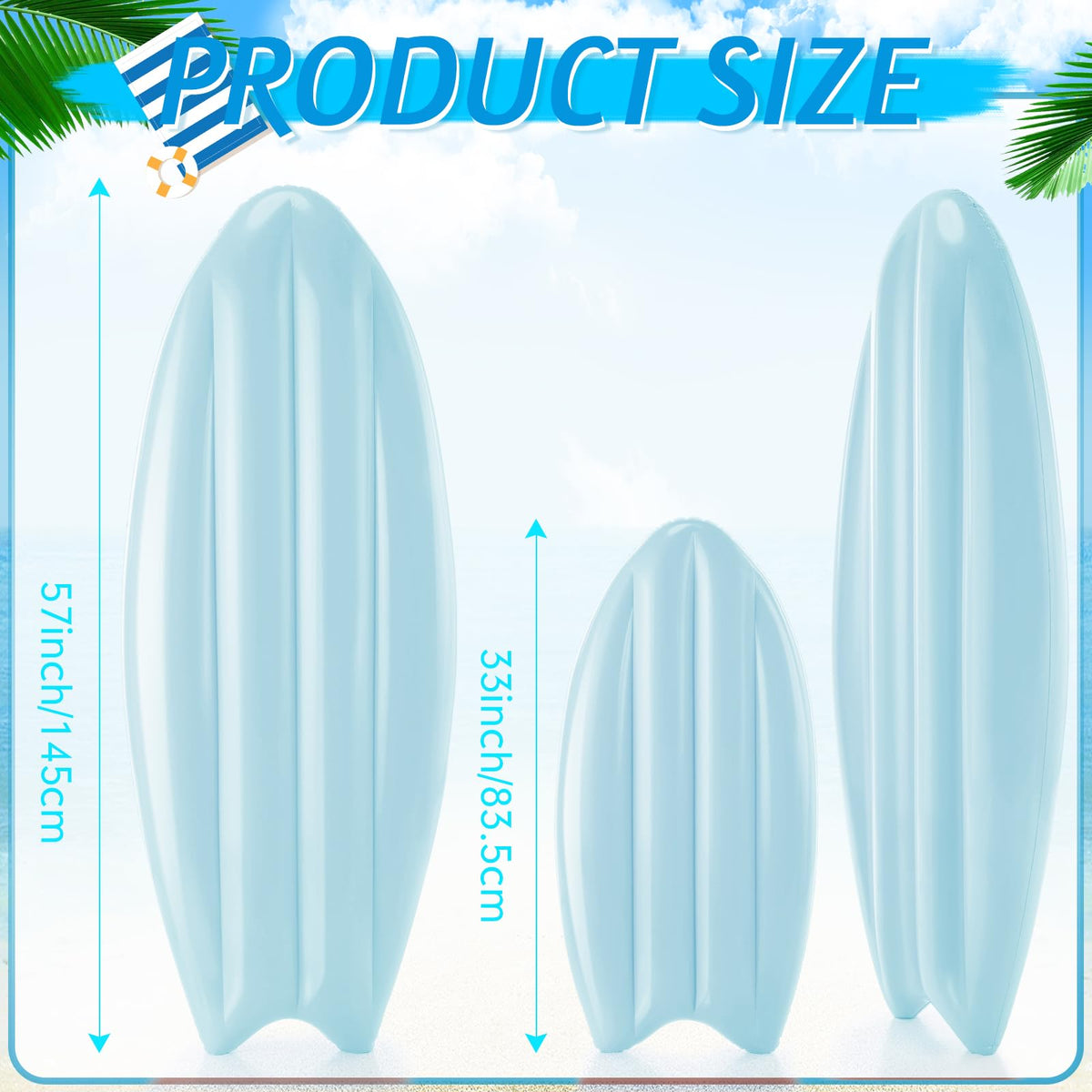 Teyva Daily macaron-blue surfboard décor enhances poolside photo backdrops.