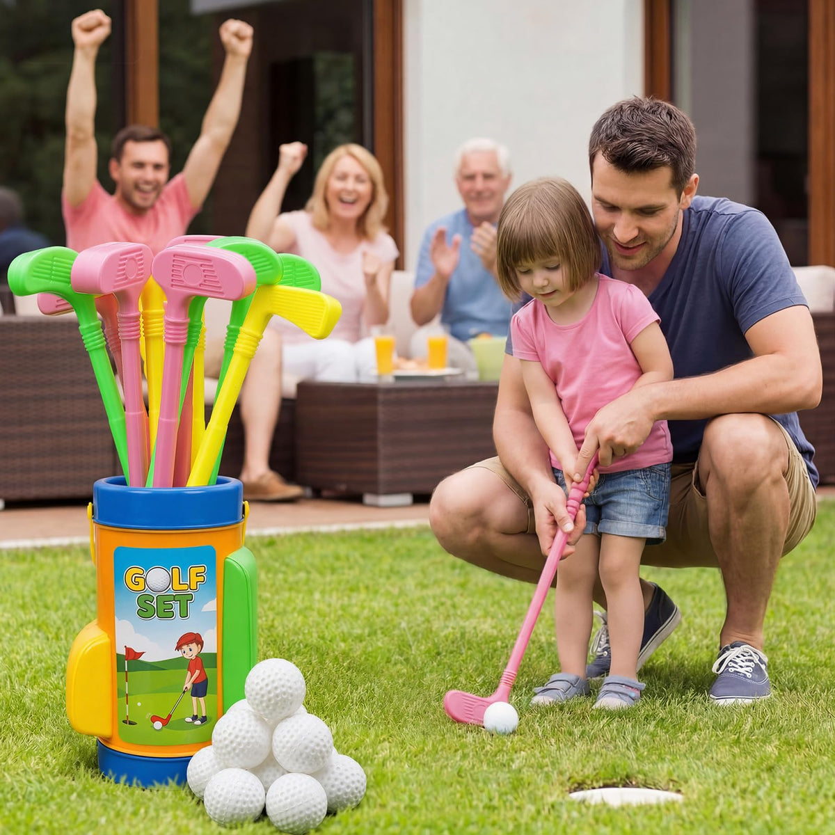 Teyva Daily mini golf clubs pink for kids, colorful set
