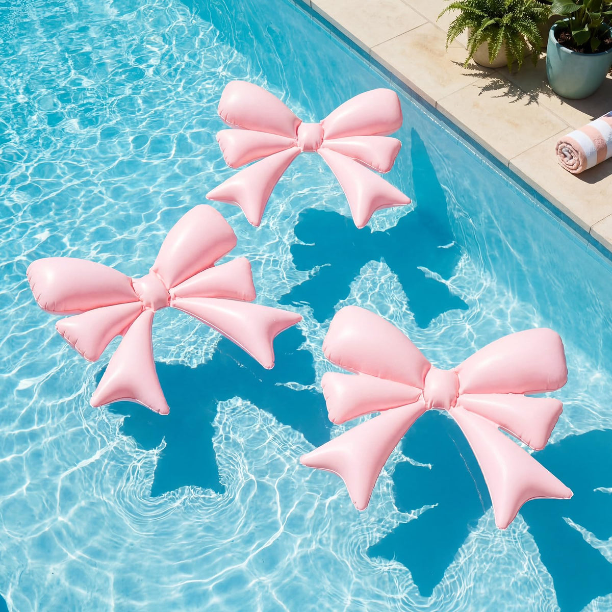 Teyva Daily pink bow pool float, large 20x18 inches, ideal for chic pool parties