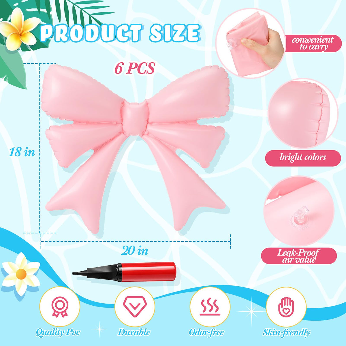 Teyva Daily pink bow pool float side view adds stylish focal point to pool decor.