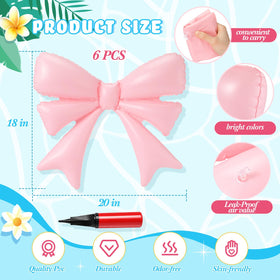 Teyva Daily pink bow pool float side view adds stylish focal point to pool decor.