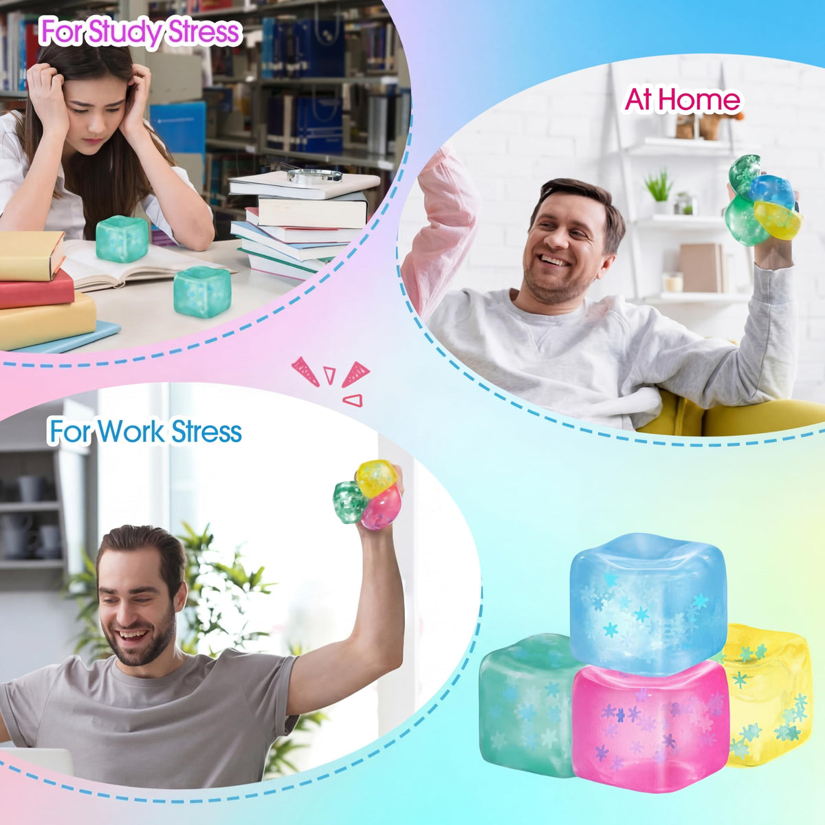 Teyva Daily snowflake-pattern stress balls offer satisfying compression.