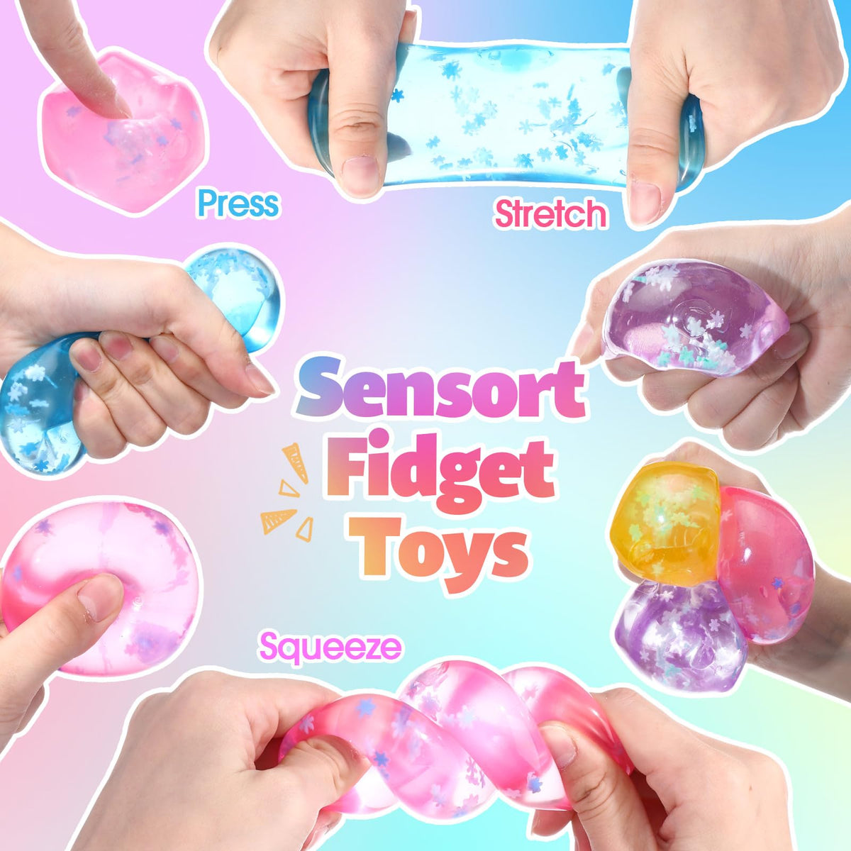 Teyva Daily orange ice snowflake stress cube in pocket-ready package for quick relaxation.