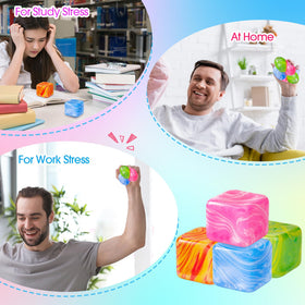 Teyva Daily stress cubes pack closeup shows four colors for mood uplift.