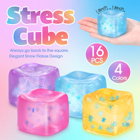 Teyva Daily pink ice snowflake stress cube ideal for sensory relief on the go.