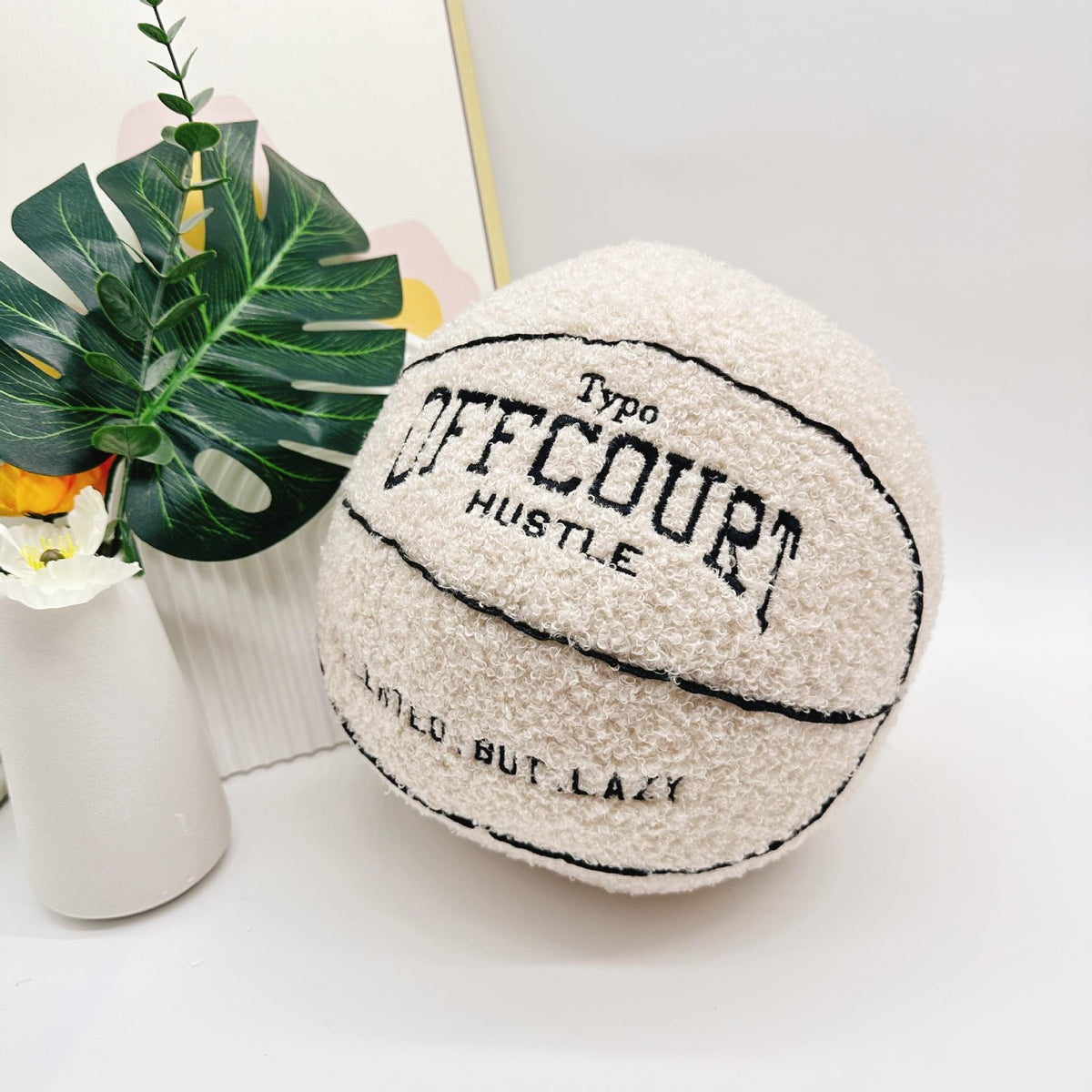Tezimjia embroidered plush pillow with durable, soft finish
