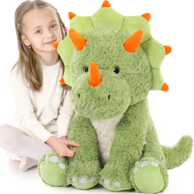 Tezituor 24-inch green dinosaur plush ideal for hugging and decor.