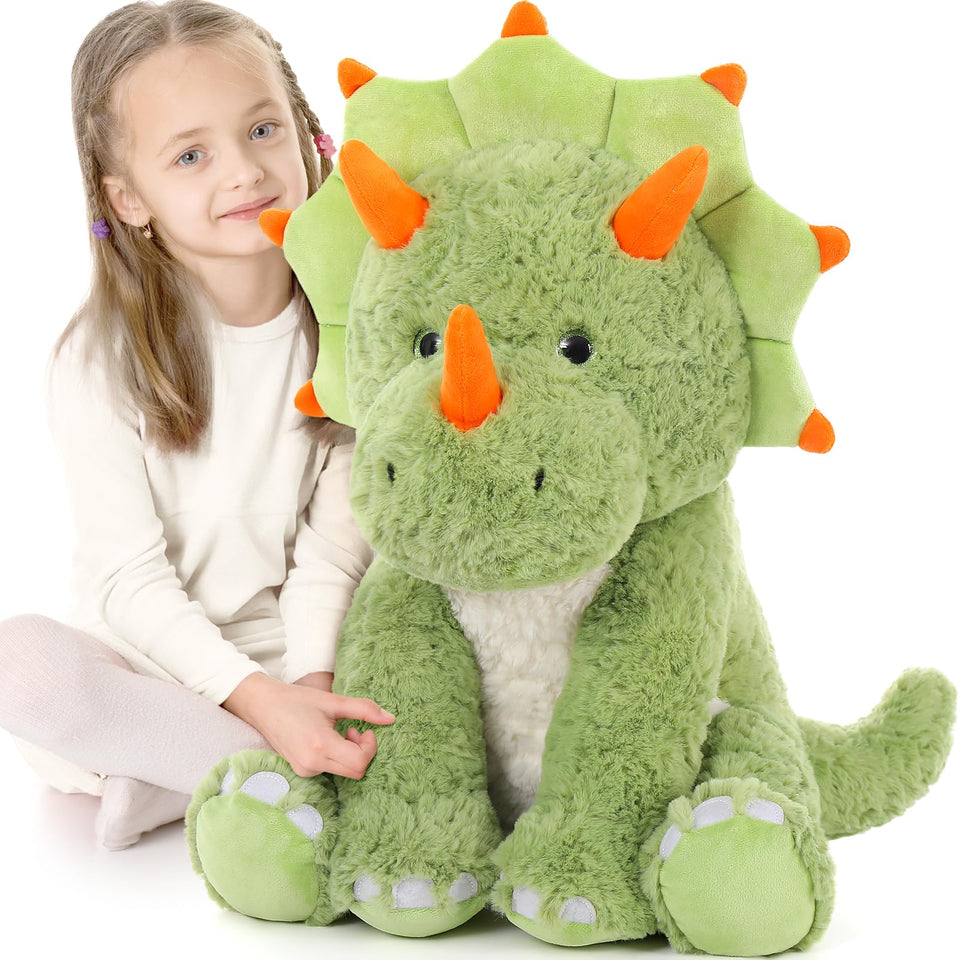Tezituor 24-inch green dinosaur plush ideal for hugging and decor.