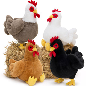 Tezituor 4-pcs large chicken stuffed animals set, 12 inch, ideal for party decor and gifting.
