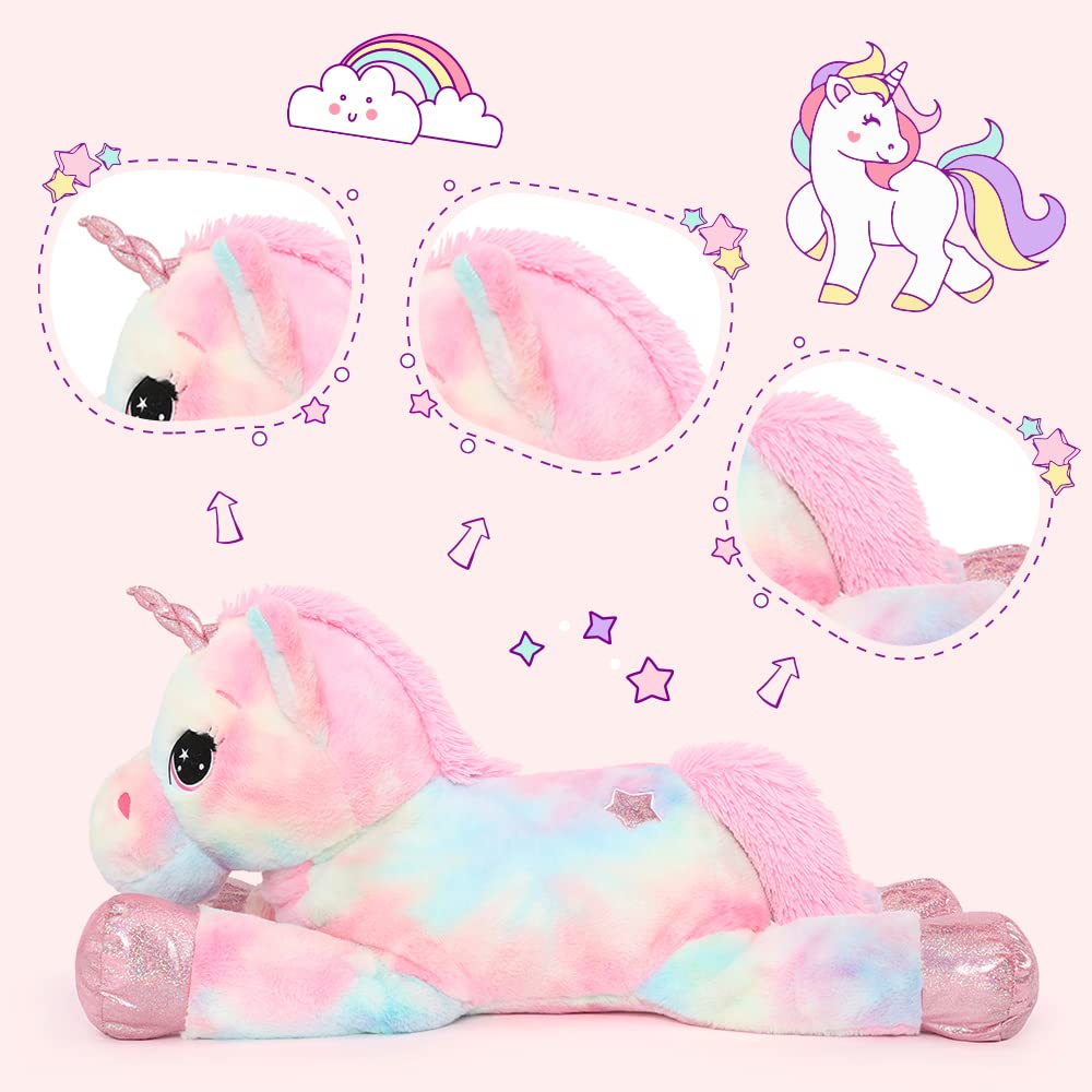 Tezituor 43in unicorn plush eye detail adding friendly character