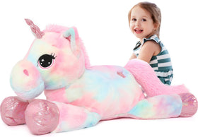 Tezituor 43in giant unicorn plush full-body view showing impressive size for cuddling