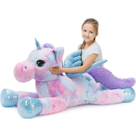Tezituor 43-inch unicorn with wings offers a towering plush for cozy play.