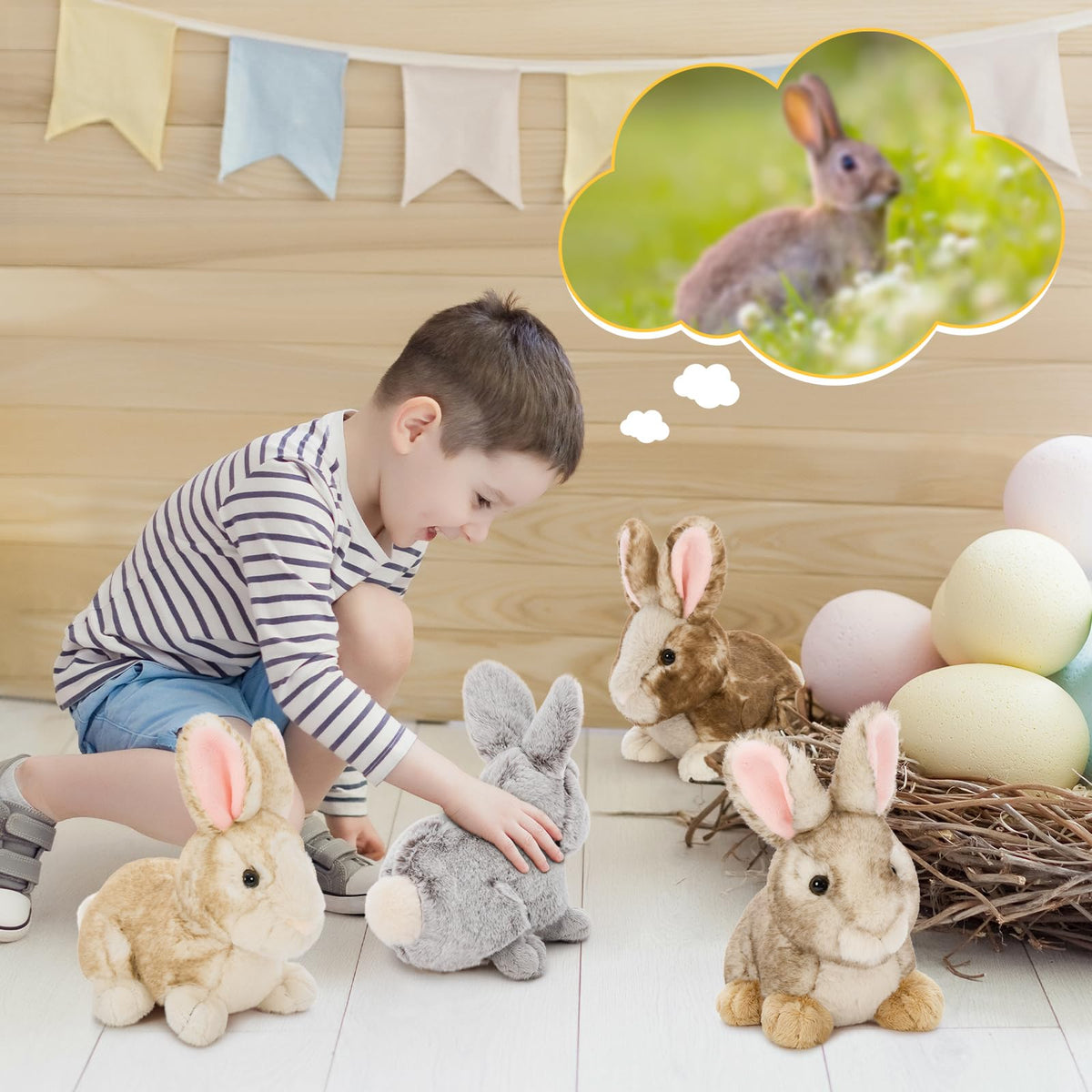 Tezituor 9-inch bunny plush offers a gentle, kid-friendly size.